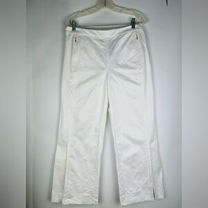 NWT Per Se By Carlisle Angelina White Wide Leg Split Hem Casual Resort Pants